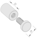 19mm x 25mm Flat Top Brass Standoffs in Satin Silver Finished