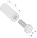 19mm x 50mm Flat Top Brass Standoffs in Satin Silver Finished