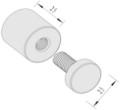 25mm x 25mm Flat Top Brass Standoffs in Satin Silver Finished