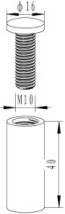 16mm x 40mm Dome Top Aluminum Standoffs in Satin Finished