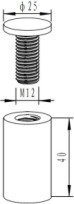 25mm x 40mm Dome Top Aluminum Standoffs in Polished Chrome  Finished