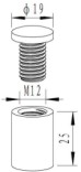 19mm x 25mm Dome Top Brass Standoffs in Satin Silver Finished