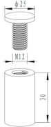 25mm x 30mm Dome Top Brass Standoffs in Polished Chrome Finished
